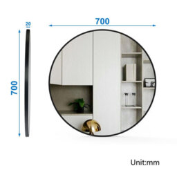 Sline 70Cm Round Mirror With Black Aluminium Frame Suitable For Home Decor,bathroom And Dressing Table - thumbnail 2