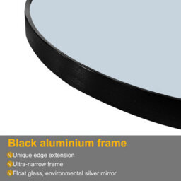 Sline 70Cm Round Mirror With Black Aluminium Frame Suitable For Home Decor,bathroom And Dressing Table - thumbnail 5