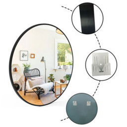 Sline 70Cm Round Mirror With Black Aluminium Frame Suitable For Home Decor,bathroom And Dressing Table - thumbnail 6