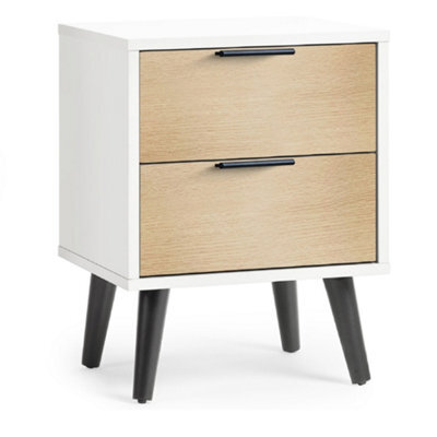 Oakham Premium Arden 2 Drawer White & Oak Bedside Unit - image 1