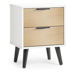 Oakham Premium Arden 2 Drawer White & Oak Bedside Unit - thumbnail 1