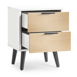 Oakham Premium Arden 2 Drawer White & Oak Bedside Unit - thumbnail 2