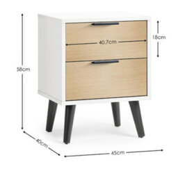 Oakham Premium Arden 2 Drawer White & Oak Bedside Unit - thumbnail 5