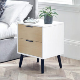 Oakham Premium Arden 2 Drawer White & Oak Bedside Unit - thumbnail 3