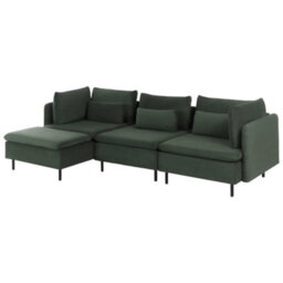 Beliani Modular Corner Sofa 3 Seater Egeris Corduroy Dark Green Right Hand - thumbnail 5