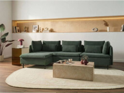Beliani Modular Corner Sofa 3 Seater Egeris Corduroy Dark Green Right Hand - thumbnail 2
