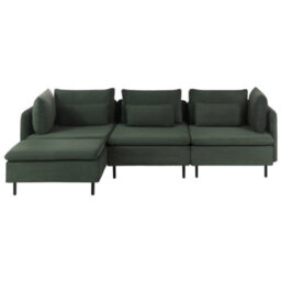 Beliani Modular Corner Sofa 3 Seater Egeris Corduroy Dark Green Right Hand - thumbnail 4