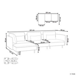 Beliani Modular Corner Sofa 3 Seater Egeris Corduroy Dark Green Right Hand - thumbnail 3