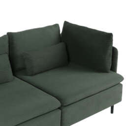 Beliani Modular Corner Sofa 3 Seater Egeris Corduroy Dark Green Right Hand - thumbnail 8