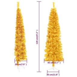 Berkfield Slim Artificial Half Christmas Tree With Stand Gold 120 Cm - thumbnail 9