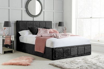 Birlea Hannover Small Double Ottoman Bed Black Crushed Velvet - image 1