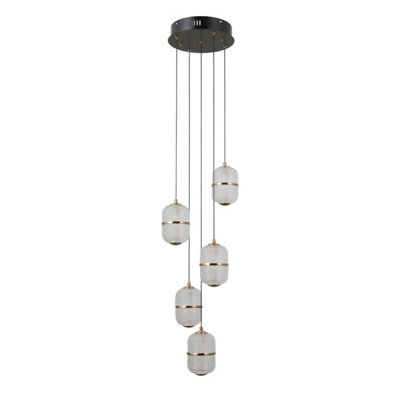 Luminosa Lighting Luminosa Alani Cluster Pendant Ceiling Light Matt Black, Gold 3000K Warm White 5Xled - image 1