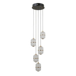 Luminosa Lighting Luminosa Alani Cluster Pendant Ceiling Light Matt Black, Gold 3000K Warm White 5Xled