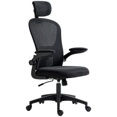 Black Mesh Office Chair With Headrest, Lumbar Support - image 1
