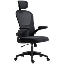Black Mesh Office Chair With Headrest, Lumbar Support - thumbnail 1