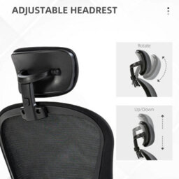 Black Mesh Office Chair With Headrest, Lumbar Support - thumbnail 5