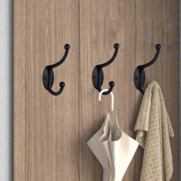 Polished Metal Double Hat & Coat Hooks Door Wall Robe Dress Iron Hanger 10Pcs Hooks + 20Pcs Screws - thumbnail 4