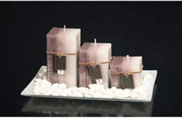 New Vanilla Caramel 3 Scented Aromatic Mood Wax Candles Gift Glass Plate Stones - thumbnail 1