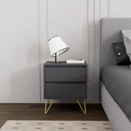 Grey Modern 3 Drawers Bedside Table With Nightstand Bedroom Furniture Storage - thumbnail 4