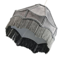 Happy Homewares Traditional Victorian Empire Lampshade In Soft Dove Grey Velvet With Tassels - thumbnail 3