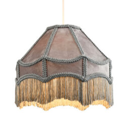 Happy Homewares Traditional Victorian Empire Lampshade In Soft Dove Grey Velvet With Tassels - thumbnail 2