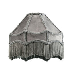 Happy Homewares Traditional Victorian Empire Lampshade In Soft Dove Grey Velvet With Tassels