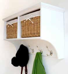 Statement Furniture Tetbury Small Hallway Coat Rack With Storage Baskets - White