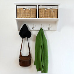 Statement Furniture Tetbury Small Hallway Coat Rack With Storage Baskets - White - thumbnail 2