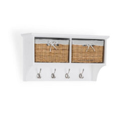Statement Furniture Tetbury Small Hallway Coat Rack With Storage Baskets - White - thumbnail 6