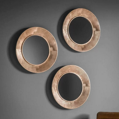 Xample Gallery Knowle Mirror Trio 3-Piece Wall Mirror Set With Bronze Iron Frame, 51Cm,hanging Kit Included - image 1