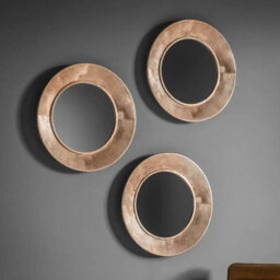 Xample Gallery Knowle Mirror Trio 3-Piece Wall Mirror Set With Bronze Iron Frame, 51Cm,hanging Kit Included