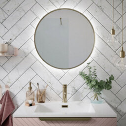 UK Homeliving Uk Home Living Avalon - Price Reduced -600 Led Round Mirror Brushed Brass - thumbnail 2