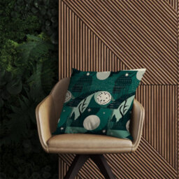 Warren Reed Designer Abstact Green Cream Moon And Stars Outdoor Cushion 45Cm X 45Cm - thumbnail 2