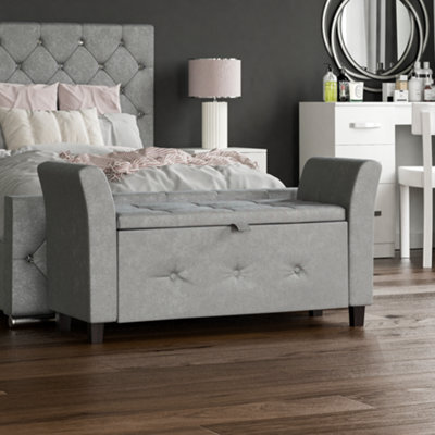 Lassic Vida Designs Seville Storage Ottoman Light Grey Velvet Storage Ukfr Bench Chest Bedroom Living Room  - image 1