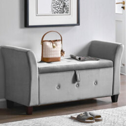 Lassic Vida Designs Seville Storage Ottoman Light Grey Velvet Storage Ukfr Bench Chest Bedroom Living Room  - thumbnail 3