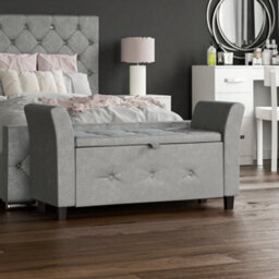 Lassic Vida Designs Seville Storage Ottoman Light Grey Velvet Storage Ukfr Bench Chest Bedroom Living Room  - thumbnail 1