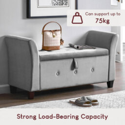 Lassic Vida Designs Seville Storage Ottoman Light Grey Velvet Storage Ukfr Bench Chest Bedroom Living Room  - thumbnail 6