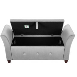 Lassic Vida Designs Seville Storage Ottoman Light Grey Velvet Storage Ukfr Bench Chest Bedroom Living Room  - thumbnail 9