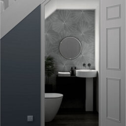 Sensio Aspect Matt Black Circular Wall-Mounted Bathroom Illuminated Modern Illuminated Mirror (H)50Cm (W)50Cm