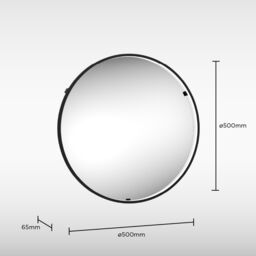 Sensio Aspect Matt Black Circular Wall-Mounted Bathroom Illuminated Modern Illuminated Mirror (H)50Cm (W)50Cm - thumbnail 4