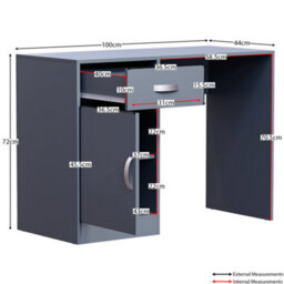 Lassic Vida Designs Hudson Grey Computer Desk With 1 Drawer And Door - thumbnail 3