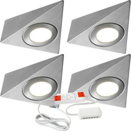 4X Brushed Nickel Pyramid Under Cabinet Kitchen Led Light Kit With Driver - Warm White - thumbnail 1