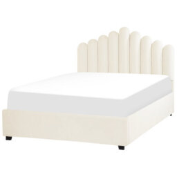Beliani Bed Velvet Vincennes 140 X 200 Cm (Eu Double) Off-White - thumbnail 4