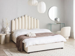 Beliani Bed Velvet Vincennes 140 X 200 Cm (Eu Double) Off-White - thumbnail 2