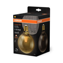 Osram Vintage 1906 Led Globe Gold Filament Lamp Bulb E27 55W Warm White 4 Pack - thumbnail 2