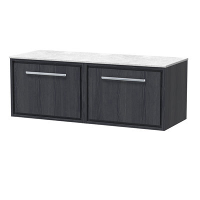 Hudson Reed Wall Hung Single Drawer Vanity & Marble Worktop, In-Frame Design, Graphite Grey Woodgrain, 1210X460X449mm - image 1