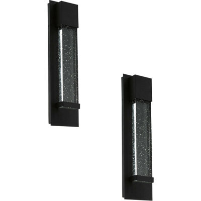 Stylish 2 Pack Ip44 Outdoor Wall Light With Black Bubble Glass - 3.3W Led Porch Lamps - image 1