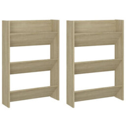 Berkfield Wall Shoe Cabinets 2 Pcs  Sonoma Oak 60X18X90 Cm Engineered Wood - thumbnail 2