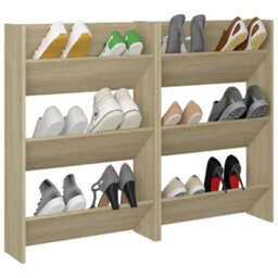 Berkfield Wall Shoe Cabinets 2 Pcs  Sonoma Oak 60X18X90 Cm Engineered Wood - thumbnail 3