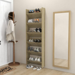 Berkfield Wall Shoe Cabinets 2 Pcs  Sonoma Oak 60X18X90 Cm Engineered Wood - thumbnail 4